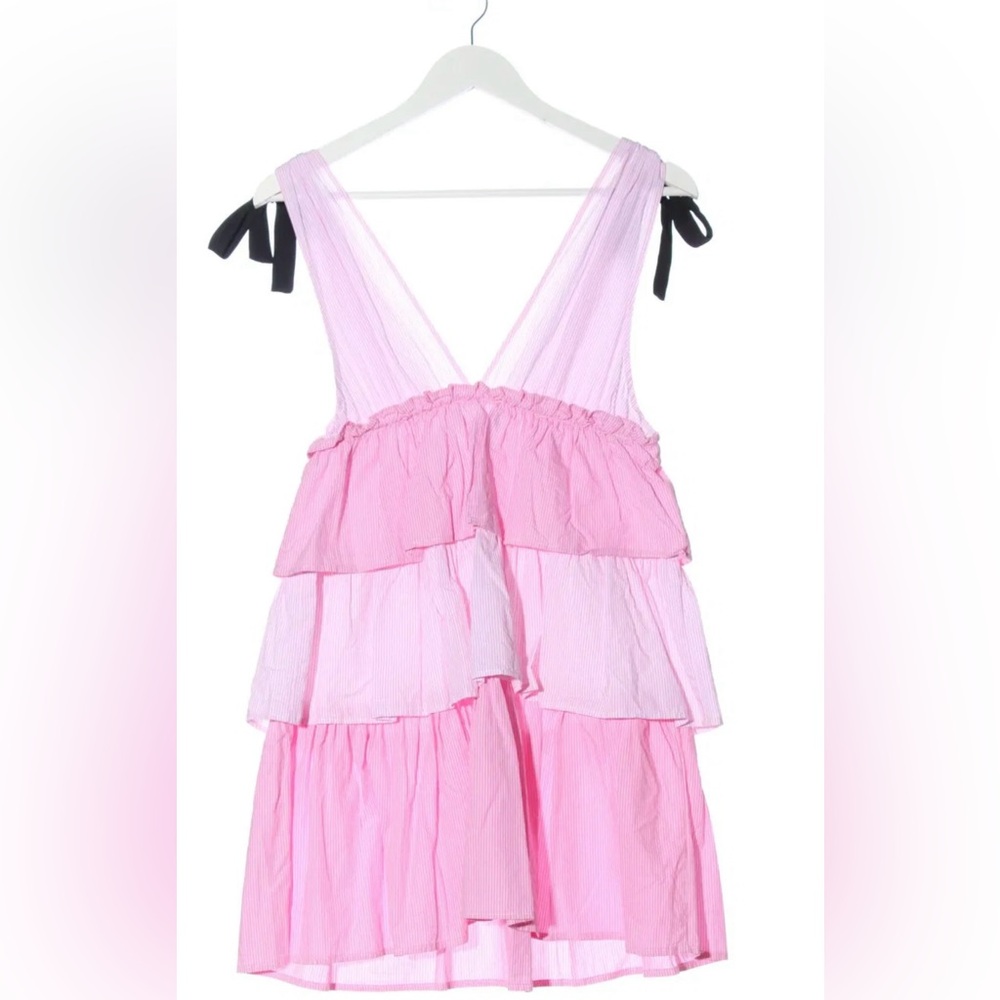 Romeo & Juliette Couture V-Neckline Sleeveless Tie-Shoulder Ruffle Tiered Dress